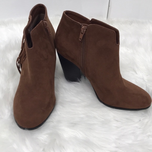 Carlos Santana Brown Fringe High Heel Ankle Boots - Picture 2 of 8